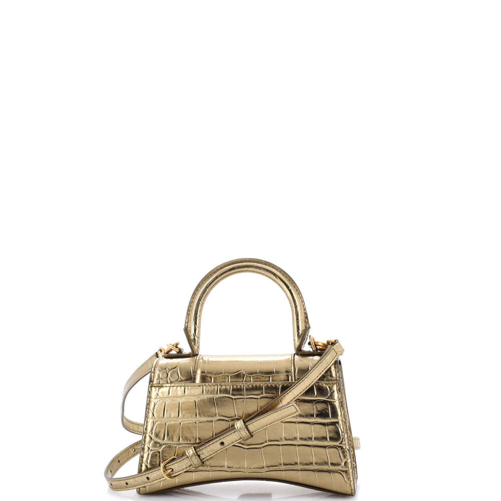 Balenciaga XS Hourglass Top Handle Bag Crocodile Embossed Leather - Picture 3 of 6